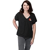 FOCO Women's NFL Team Logo Game Time Glitter V-Neck Fashion Shirt