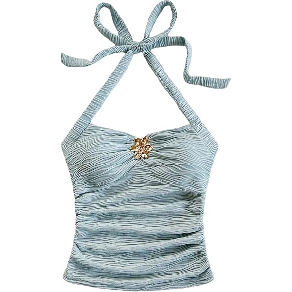 Blusa Corta De Manga Media Con Tampado Tropical Y Lazo En La Palda