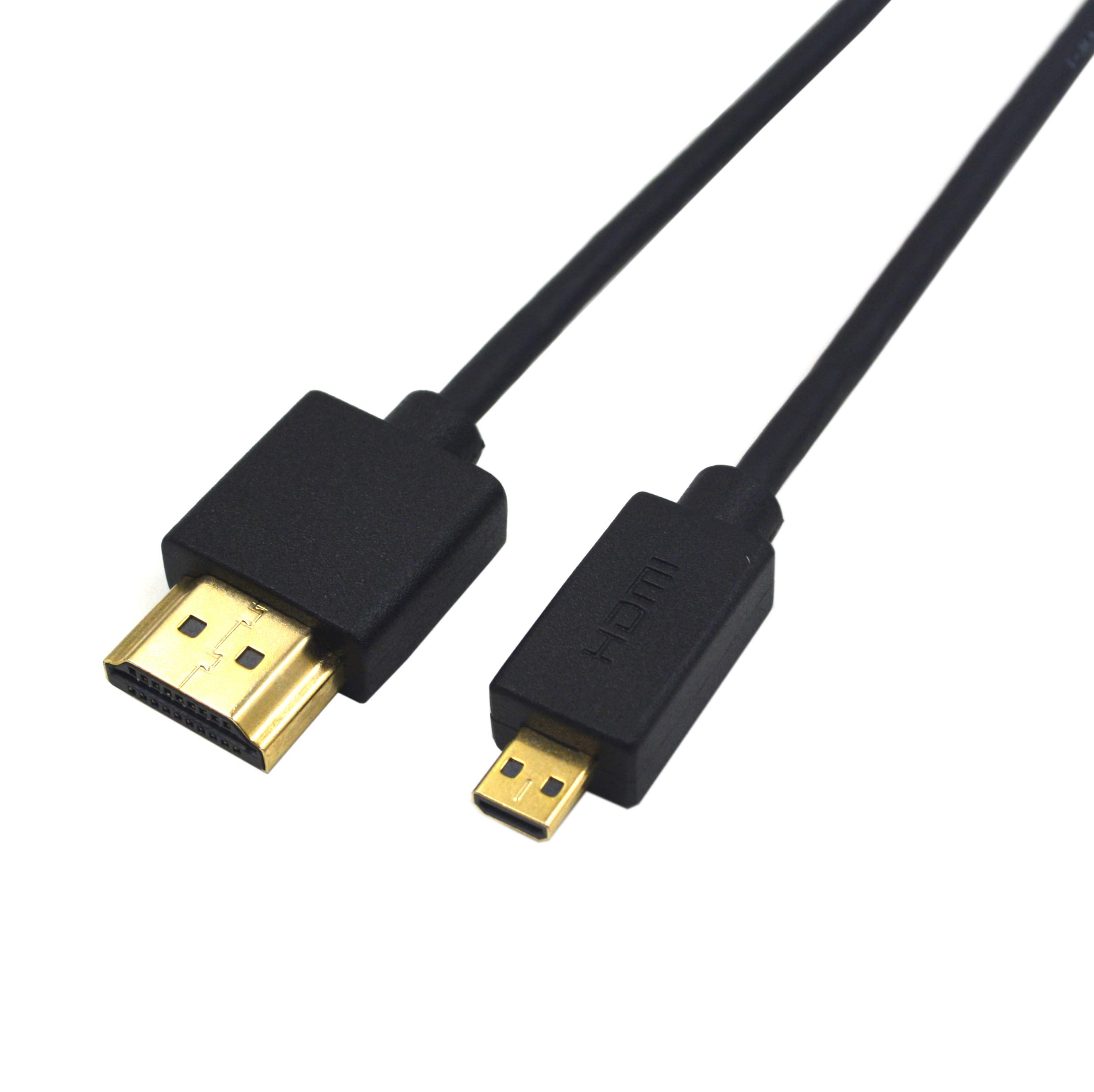 Duttek HDMI to Micro HDMI Cable, Extreme Slim/Thin and Flexible Micro HDMI Male to HDMI Male Cable for 1080P, 4K, UltraHD, 3D, Ethernet, and Audio Return Channel (12inch/ 30cm)