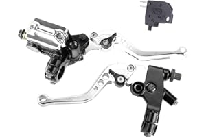 MRELC Universal Motorcycle 7/8" 22mm Handlebar Brake Master Cylinder Clutch Lever CNC Left & Right Set Compatible with Harley Honda Kawasaki Suzuki Yamaha（ Piston Diameter 12.7mm(Silver)