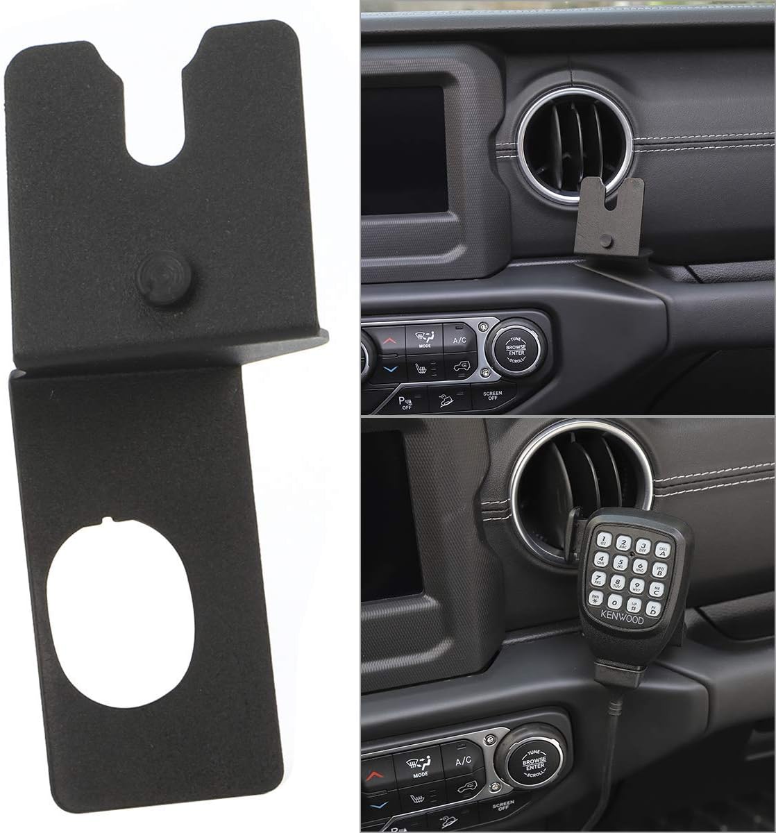 AUFER Vehicle CB Raido Mic Mount Passenger Grab Bar Holder Microphone Mounting Bracket for Jeep Wrangler JL 2018 Up