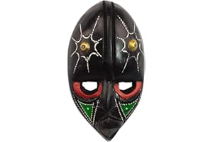 NOVICA Artisan Handcarved African Wood Mask Sese Wall from Ghana Black Multicolor Woodbrass Masks Ghanaian [5.75in H x 3in W x 1.4in D] ' Stellar Thoughts'