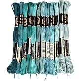 CABODYALS 12 Skeins 6 Strands Green Embroidery Floss Thread for Jewelry | Variegated Gradient Polyester Cross Stitch Threads Friendship Bracelets String Bulk for Making Hand Sewing Knitting Crafts