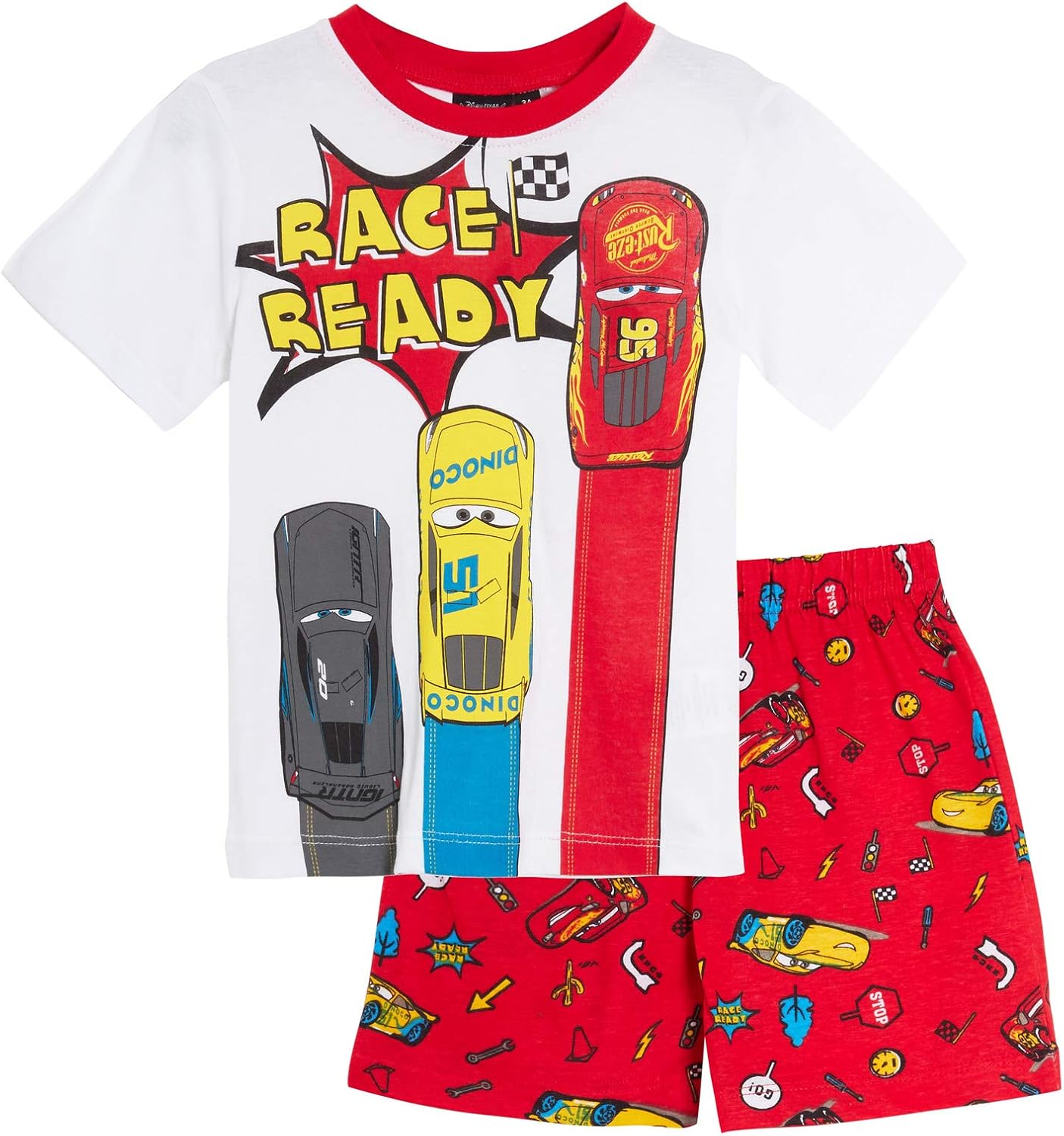 Disney Cars Boys Short Pyjamas Race Ready White 6 Years Amazon Co Uk Clothing
