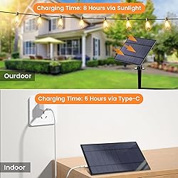 OHLUX 60FT Solar Globe String Lights