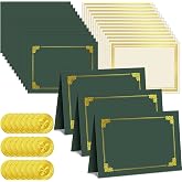 Epakh 72 Pcs Certificate Holders with Papers Award Seals, Green, Gold | Diploma Covers with Foil Gold Border, Blank, Seals Stickers for Graduation Ceremony Competition Recognition Events