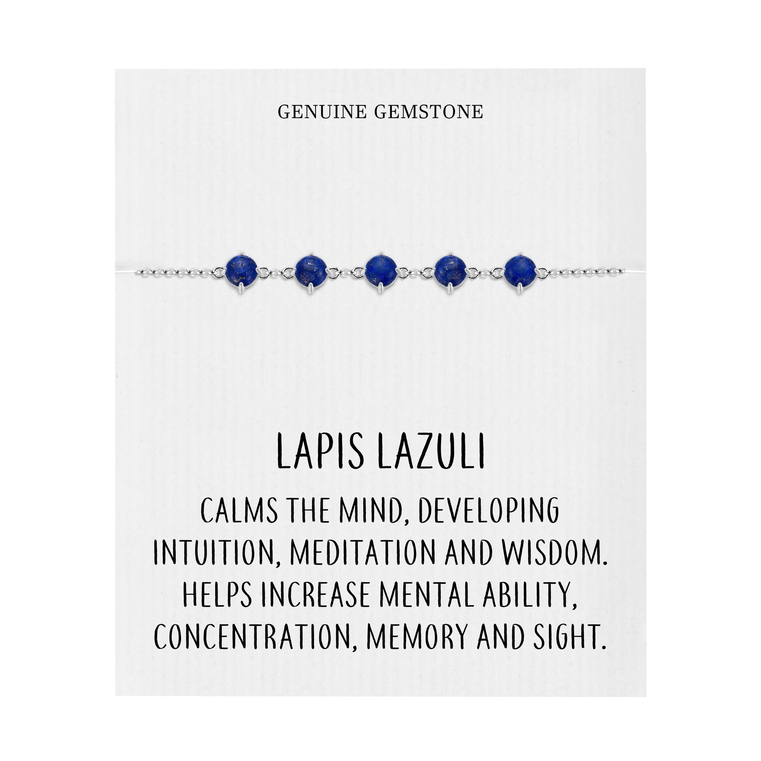 Philip Jones Lapis Lazuli Gemstone Bracelet with Quote Card