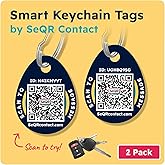 Smart Key Chain Tags | Protect Personal Info & Get Keys Back | Customizable QR Smart Keychain Key Tags Includes Messaging & scan alerts | Use as Owner ID with Samsung GPS Tile Tracker | No Fee
