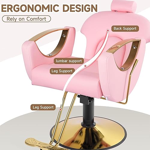 Pink Barber Chairs for Barbershop Home, Hair Salon Chair for Hair