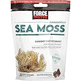 Force Factor Sea Moss Soft Chews, Support Immunity, Digestion, and Heart Health, Irish Sea Moss Superfood & Antioxidants Supplement, Non-GMO, Gluten-Free, Salted Caramel Flavor, 30 Soft Chews