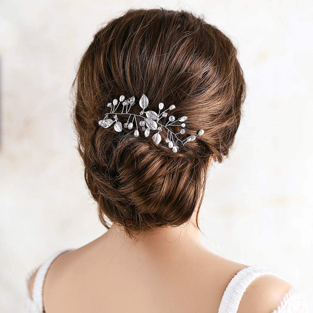 Amazon Com Catery Leaf Bride Wedding Headband Pearl Crystal