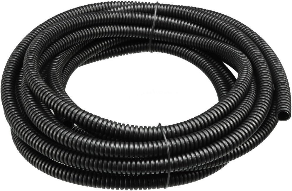 Sourcingmap 4.6 M 7 x 10 mm PP Flexible Corrugated Conduit Tube for Garden,Office Black, 7mmx10mmx4600mm