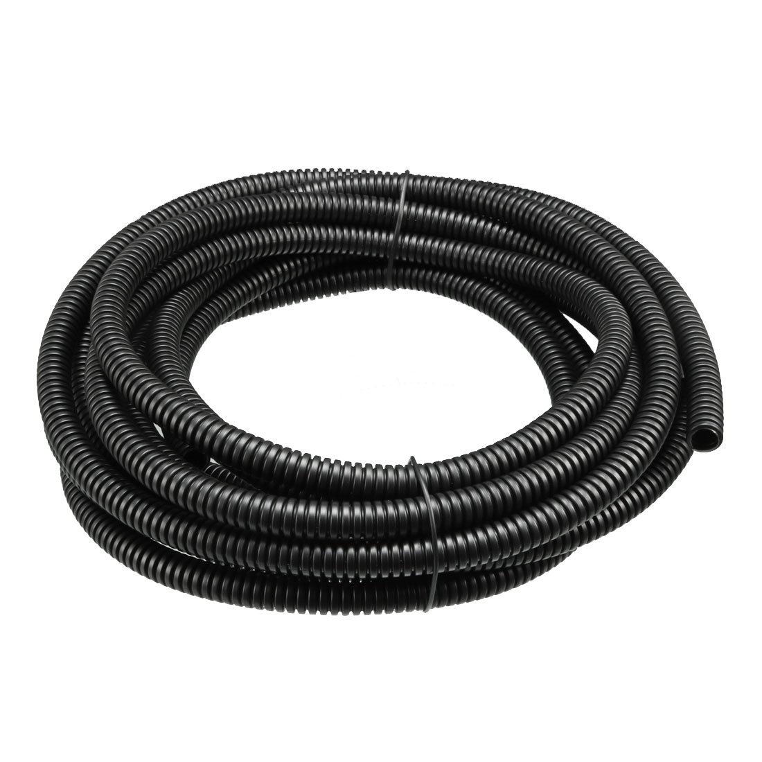 Sourcingmap 4.6 M 7 x 10 mm PP Flexible Corrugated Conduit Tube for Garden,Office Black
