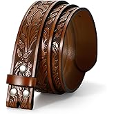 TRIWORKS Western Belt for Men without Buckle Cowboy Leather Belt Country Belt 1.5”Embossed Leather Belt Strap