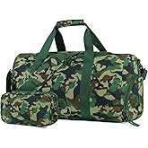 Vipdeal Boys Duffle Bag for Travel, Kids Duffle Bag Large Weekender Overnight Bags with Kids Toiletry Bag Set Shoe Compartment Carry on, Dinosaur Camo