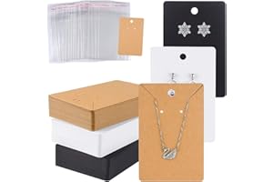 FEPITO 150 Set Necklace Earring Display Cards with Self-Sealing Bags for Stud Dangle Earring Holder Card for Selling (White, 