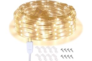 Areful LED Rope Lights, 16.4ft Waterproof Connectable Strip Lighting, 3000K Soft White, Indoor Outdoor Mood Lighting for Home Christmas Holiday Garden Patio Party Decoration