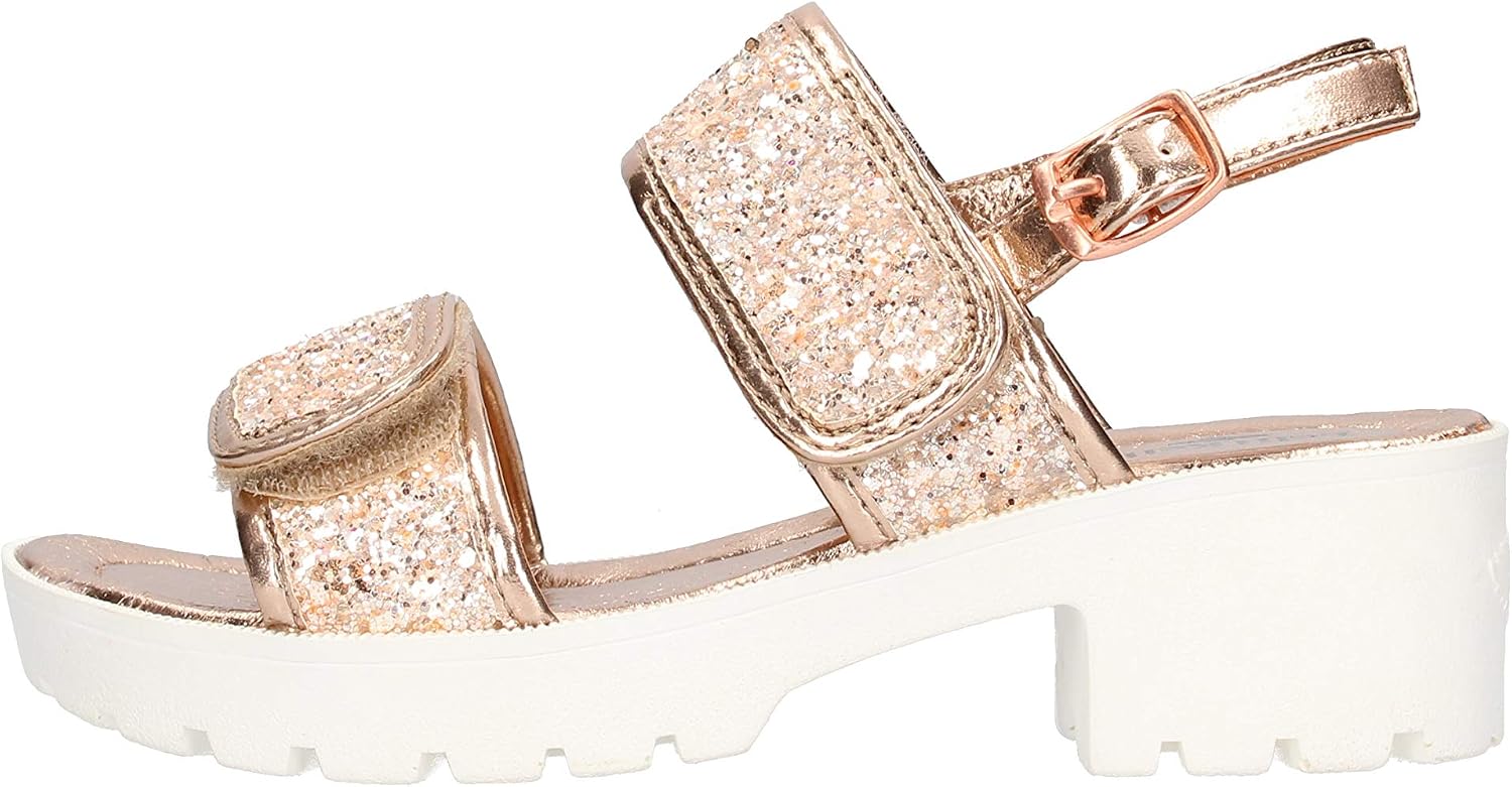 Scarpe con Doppia Chiusura a Strappo ricoperta di Glitter Rosa Lelli Kelly  Sandalo Argento e Rosa in Ecopelle e Glitter Bambina Ragazza  urban-earth.co.uk