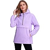 HALO RAIN Womens Rain Jacket Waterproof Lightweight Packable Pullover Rain Coat for Hiking Golf Running (Purple-XL)