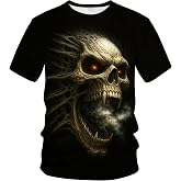 LAOLIUSN Gothic Skull Graphic T-Shirt Novelty Short Sleeve Crewneck Shirt