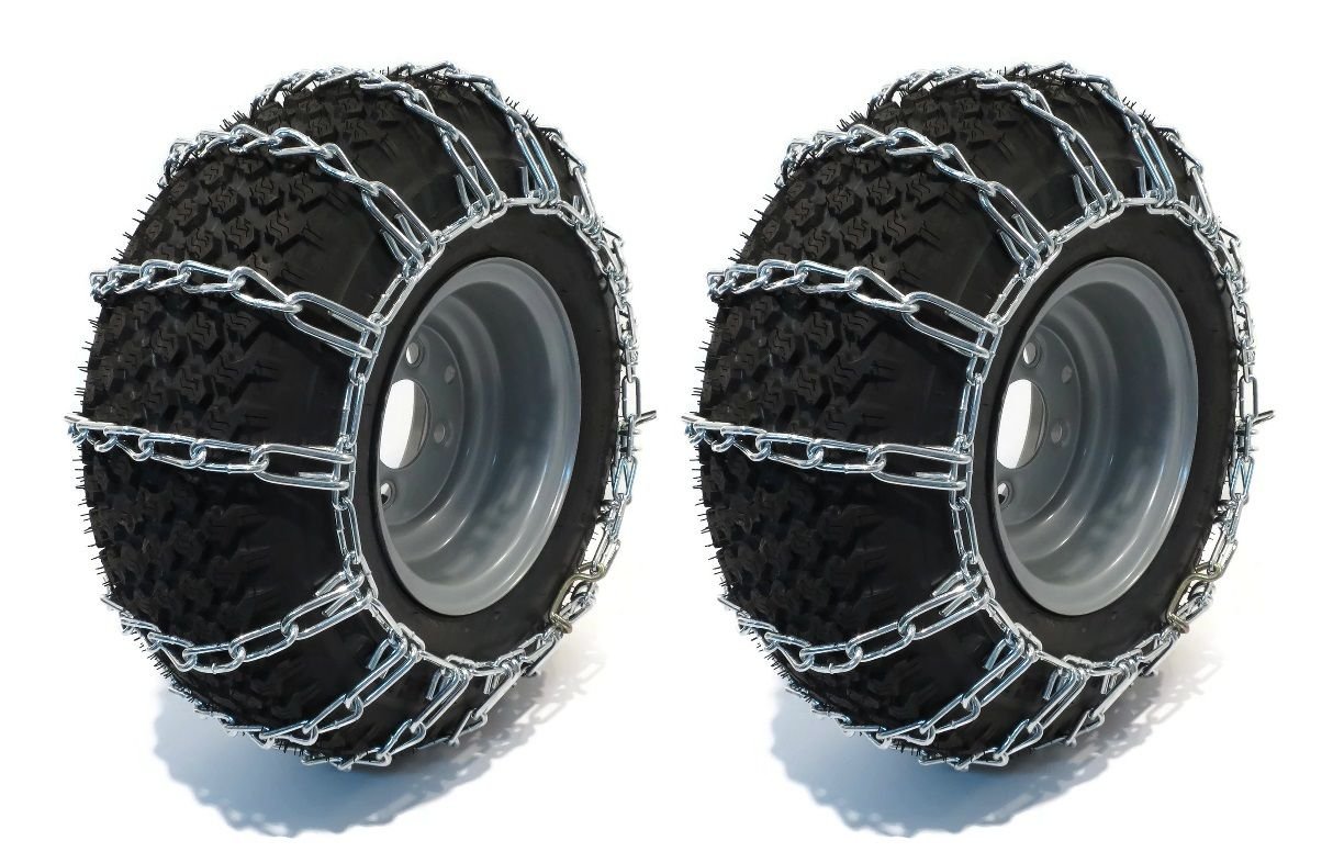 The ROP Shop | New Pair 2 Link TIRE Chains 24x12-12 for John Deere Lawn Mower Tractor Rider