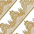 Large Pre-Made Ready to Use Edible Cake Lace Lattice Diamond Scallop Golden 12-inch 10-Piece Set
