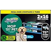 Swiffer Heavy Duty Mop Wet Multi-Surface Cloth Refills for Floor Mopping and Cleaning, Pet with Febreze Odor Defense, 32 count