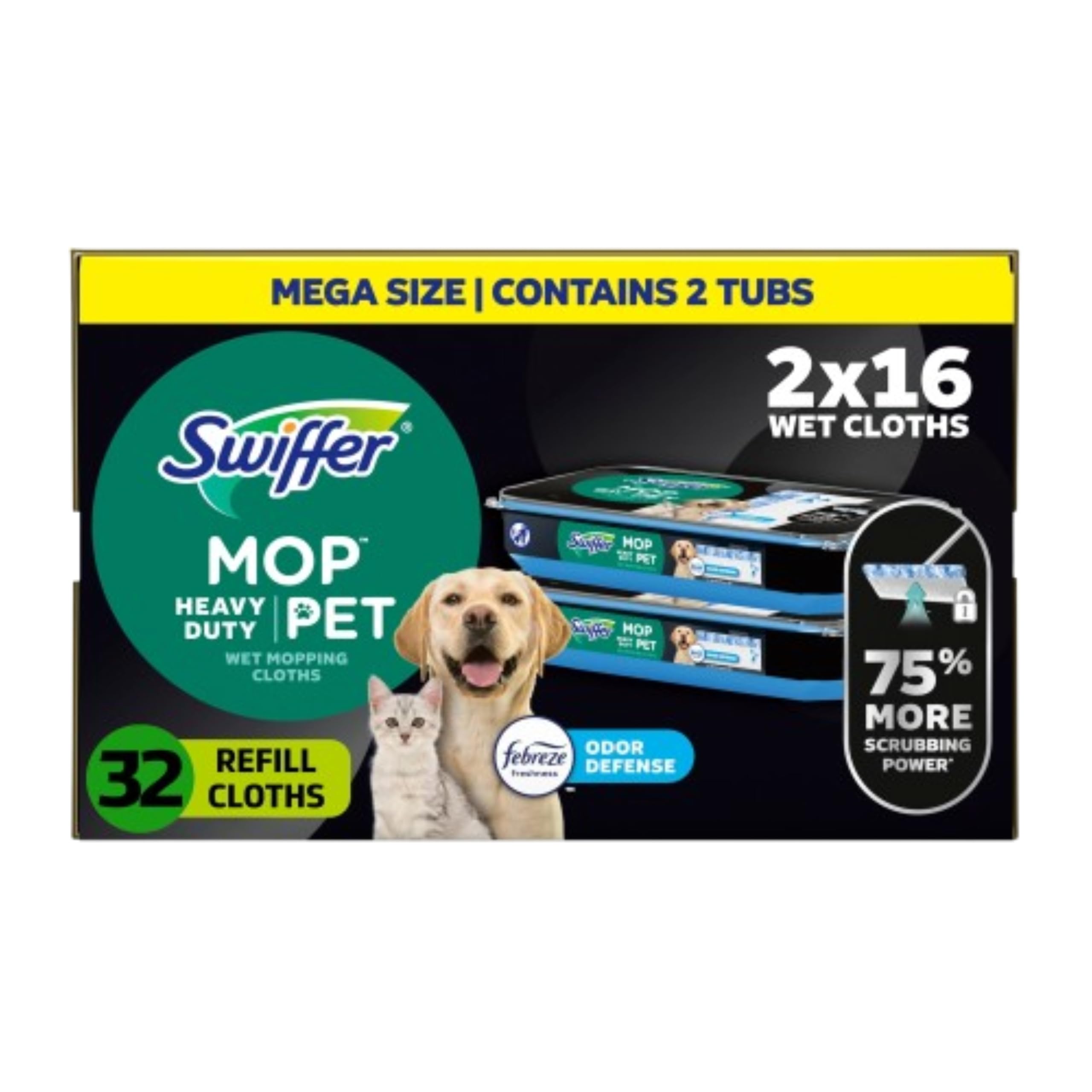 Photo 1 of Swiffer Sweeper Pet Heavy Duty Multi-Surface Wet Cloth Refills for Floor Mopping and Cleaning, Fresh scent, 16 count, Pack of 2