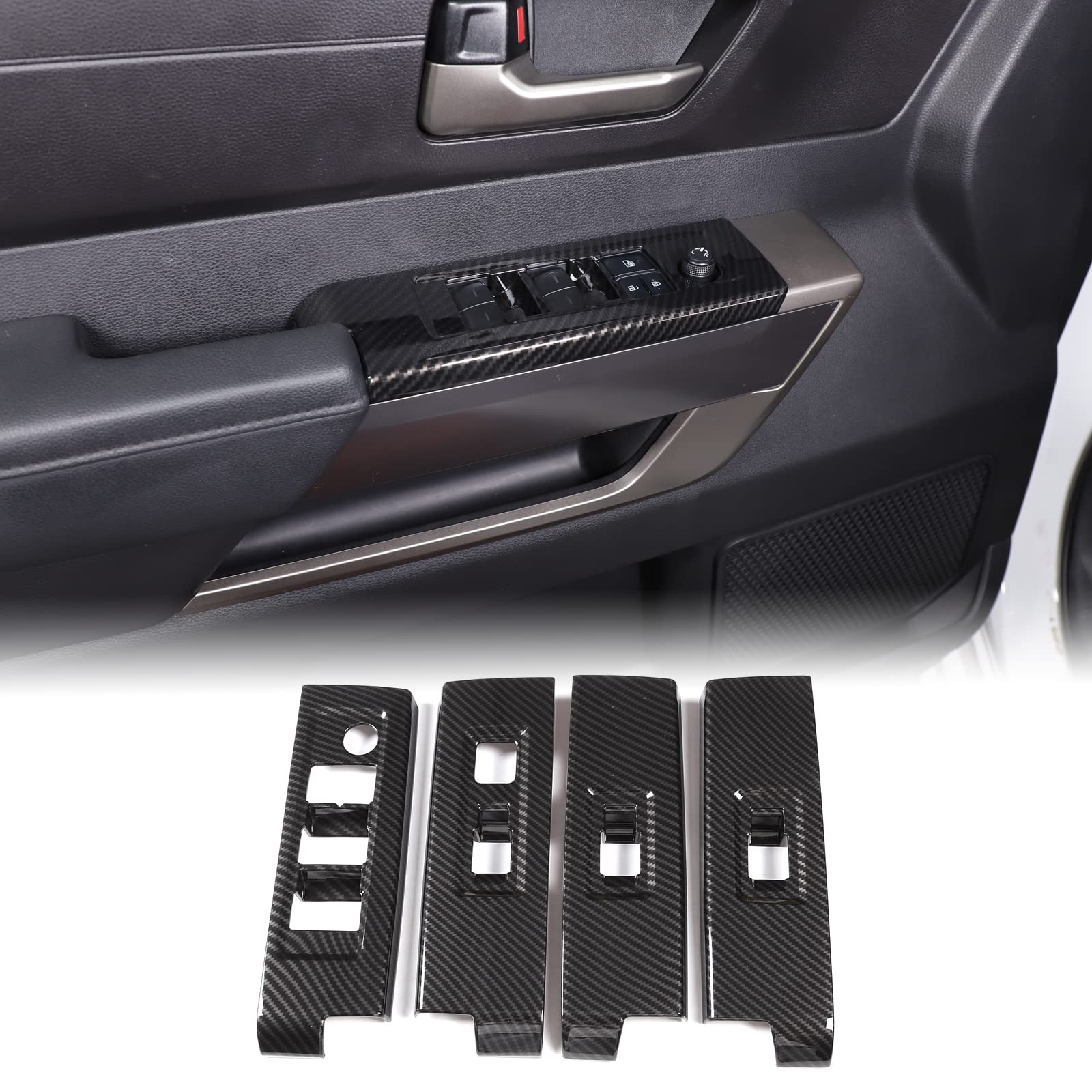 Photo 1 of Aunginsy Car Door Window Glass Lift Button Panel Trim Cover Compatible with Toyota Tundra/Sequoia 2022-2025 Car Front and Rear Doors Armrest Window Control Switch Decorative Frame Sticker Accessories