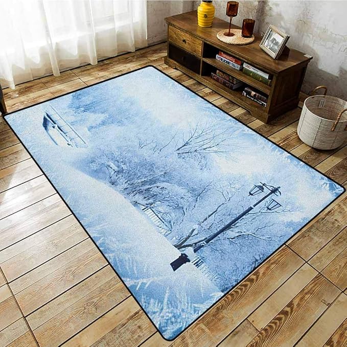 Hallway Rug，Winter，Winter Trees in Wonderland Theme Christmas New Year