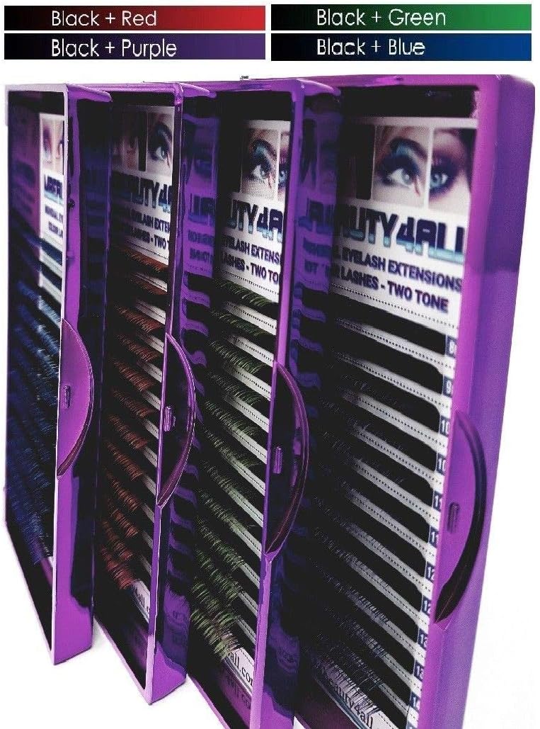 Mbeauty4all Two Tone Black-blue Gradient Color Volume Lashes Individual Eyelash Extensions 0.07 /C- curl mix(8-14mm)