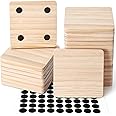 24 Pieces Unfinished Wood Coasters, GOH DODD 4 Inch Wooden Slices Blanks Bulk Set with Soft Foot Pads for Drinks Crafts Laser