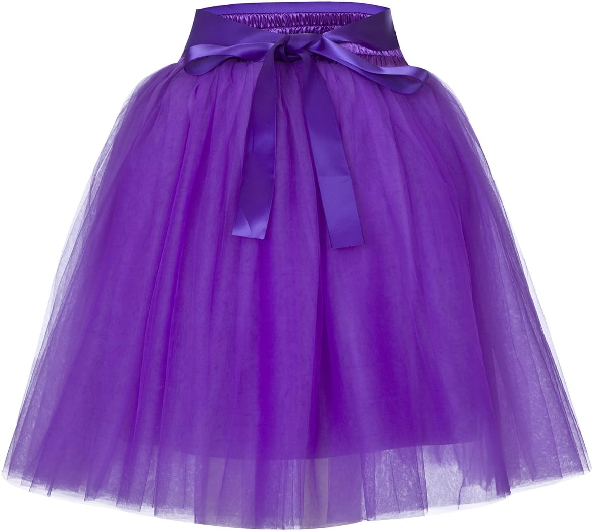 Women's High Waist Adult A-Line Tulle Skirt for Bridesmaid/Wedding Flower Girl Gown Prom Party