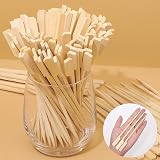 Lanjue 200Pcs Bamboo Paddle Skewers 15cm Natural Wooden Forked Handles view 3