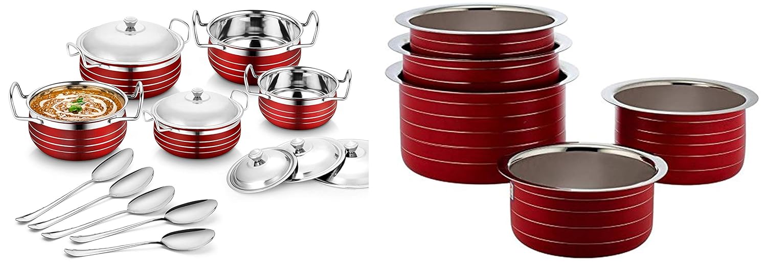 Buy Classic Essentials Stainless Steel Patila Set, 5Piece & Stainless