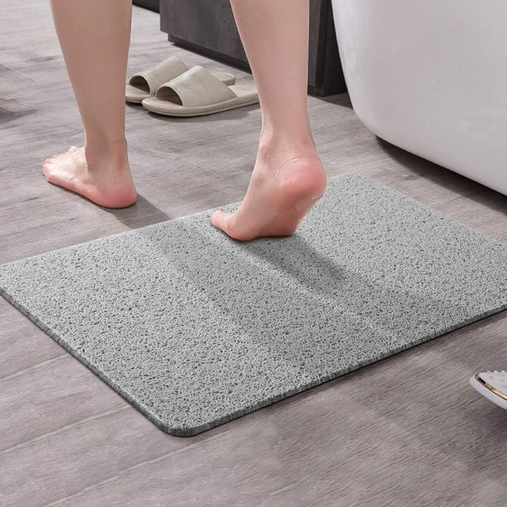 Asvin Soft Textured Bath, Shower, Tub Mat, 24x16 Inch, Phthalate Free, Non Slip Comfort Bathtub Mats with Drain, PVC Loofah Bathroom Mats for Wet Areas, Quick Drying: Home & Kitchen