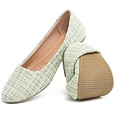 HEAWISH Women’s Round Toe Flats Shoes Ballet Flats Dressy Comfortable White Green Flats for Women