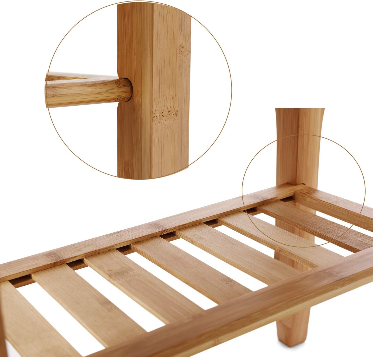 HYNAWIN Bamboo Shower Caddy Bathroom Bench Sturdy Waterproof Stool with Shelf Foot Stool & Shower Shelf-Indoor Outdoor Patio Garden Yard Bath Shower Bench Caddy: Home & Kitchen