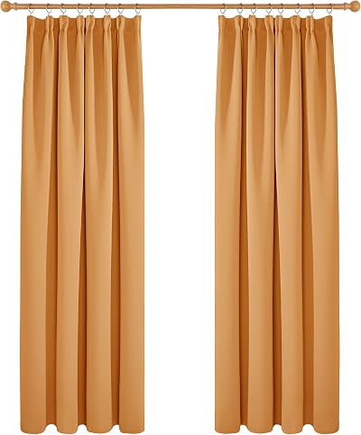 Deconovo Blackout Curtains Pencil Pleat Orange Flame 55x82 Inches