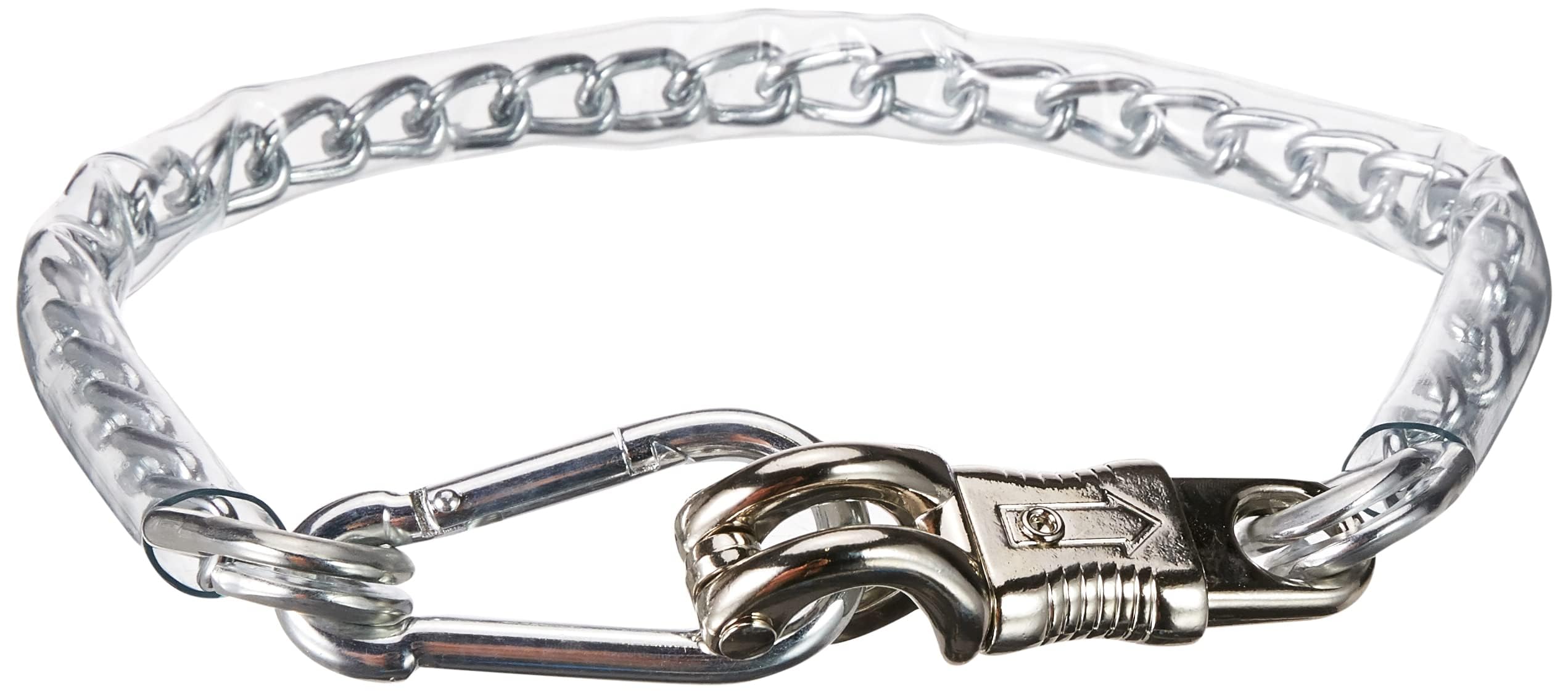 Kerbl 321415 70 cm PVC coated tether chain with panic hook and carab.