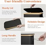Lifewit 75L Slim Laundry Basket with Lid Bamboo Handles Narrow Foldable Bin view 5