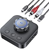 Bluetooth 5.3 Receiver for Home Stereo, RCA Bluetooth Adapter for 3D Surround, Support Optical, AUX 3.5mm, RCA Receiver Adapter for Speakers, Music Streaming Stereo System