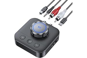 Bluetooth 5.3 Receiver for Home Stereo, RCA Bluetooth Adapter for 3D Surround, Support Optical, AUX 3.5mm, RCA Receiver Adapt