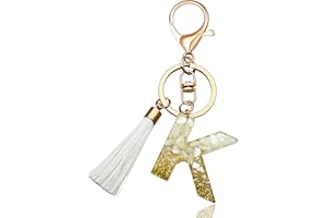 JINGUAZI Backpack Keychains gifts for Women Initial Letter Keychain for Cute Car key White Pink Tassel Bling crystal shiny