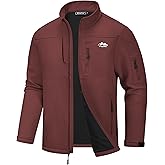 WULFUL Men's Lightweight Softshell Jacket Warm Fleece Lined Windbreaker Waterproof Rain Jacket for Winter Outdoor Hiking