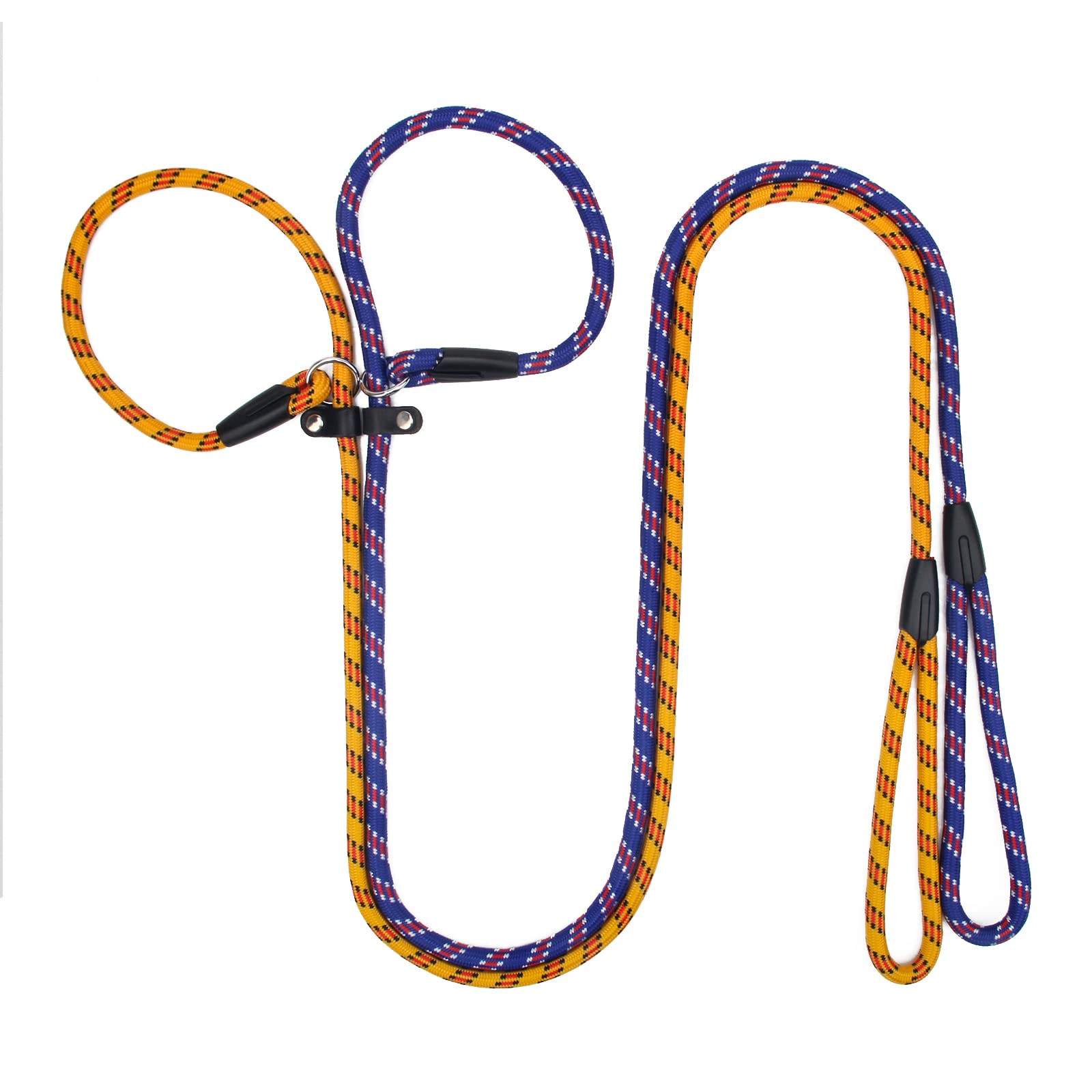 Zhichengbosi 2PCS Dog Slip Leash, Long 150cm Nylon Training Dog Lead Rope For Dogs 10-80 lbs (blue+yellow)