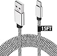 USB Type C Charger Cable,15FT Long USB C Cable for Google Pixel 2 XL,Samsung S9 / S9 Plus/Galaxy S8,LG V30 / G6,Nylon Braided Fast Charging Type C Cord for Nintendo Switch/MacBook/Wall Charger
