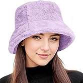 BFONS Faux Fur Winter Bucket Hat for Women Men Fuzzy Warm Hat Women's Furry Fisherman Cap for Casual, Trips, Sports, Skiing
