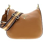 Prada Women's Tan Leather Medium Web Stripe Strap Crossbody Bag 1BC166