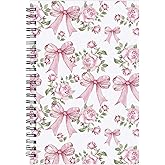 INCOK Pink Bow Spiral Notebook - Coquettte Journal for Girl Teen Cute Note Book Preppy School Stuff Back to School Study Stuff for Students Office Stationery Supplies 5.5x8.3 Inches